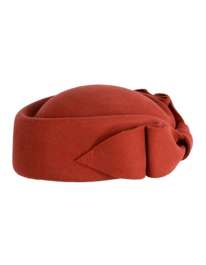 Felt Pillbox Hat J460RU in Orange image 5