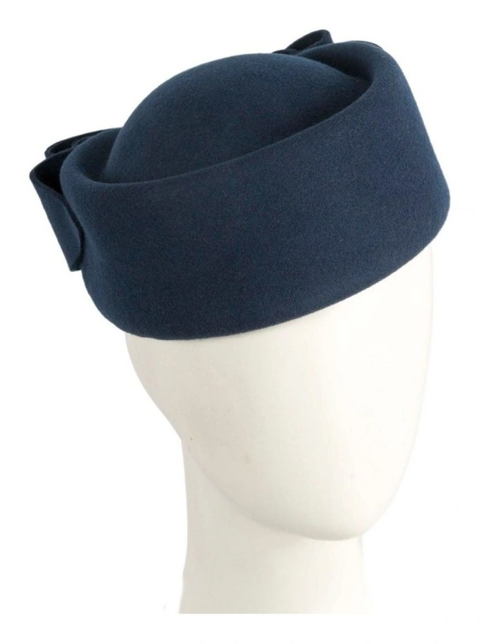 Max Alexander Navy Felt Pillbox Hat - Classic Winter Racing Style J460N image 2