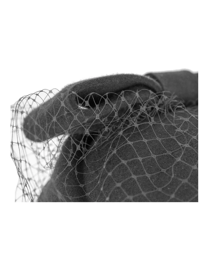 Max Alexander black wool felt pillbox hat with veil J431B image 5