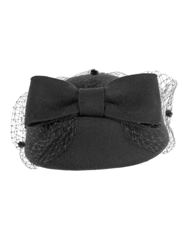 Max Alexander black wool felt pillbox hat with veil J431B image 6