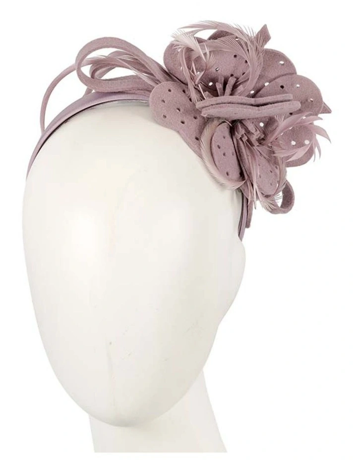 Max Alexander dusty pink felt flower winter fascinator J361DP image 1