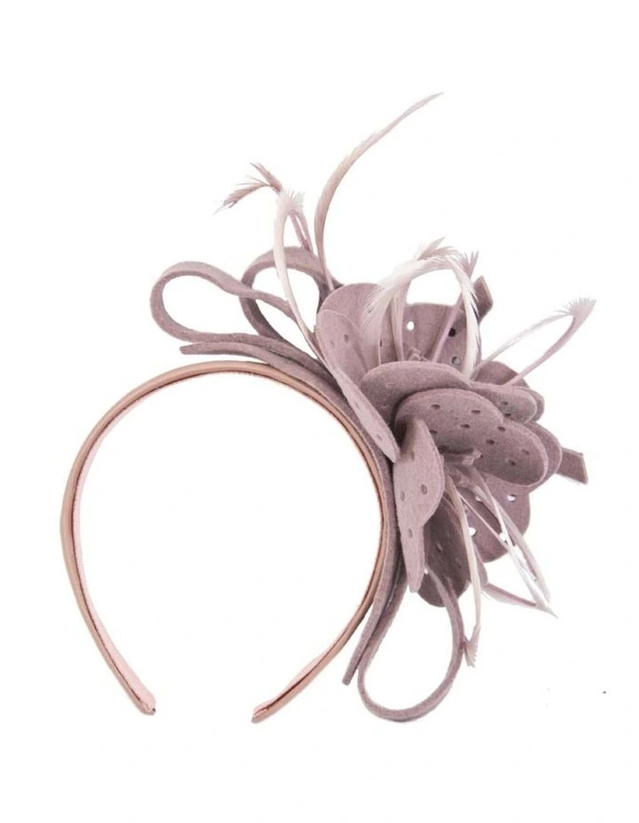 Max Alexander dusty pink felt flower winter fascinator J361DP image 2