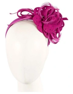Max Alexander fuchsia felt flower racing fascinator J361F