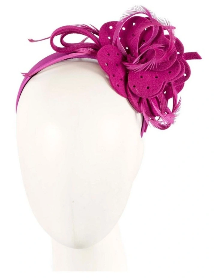 Max Alexander fuchsia felt flower racing fascinator J361F image 1