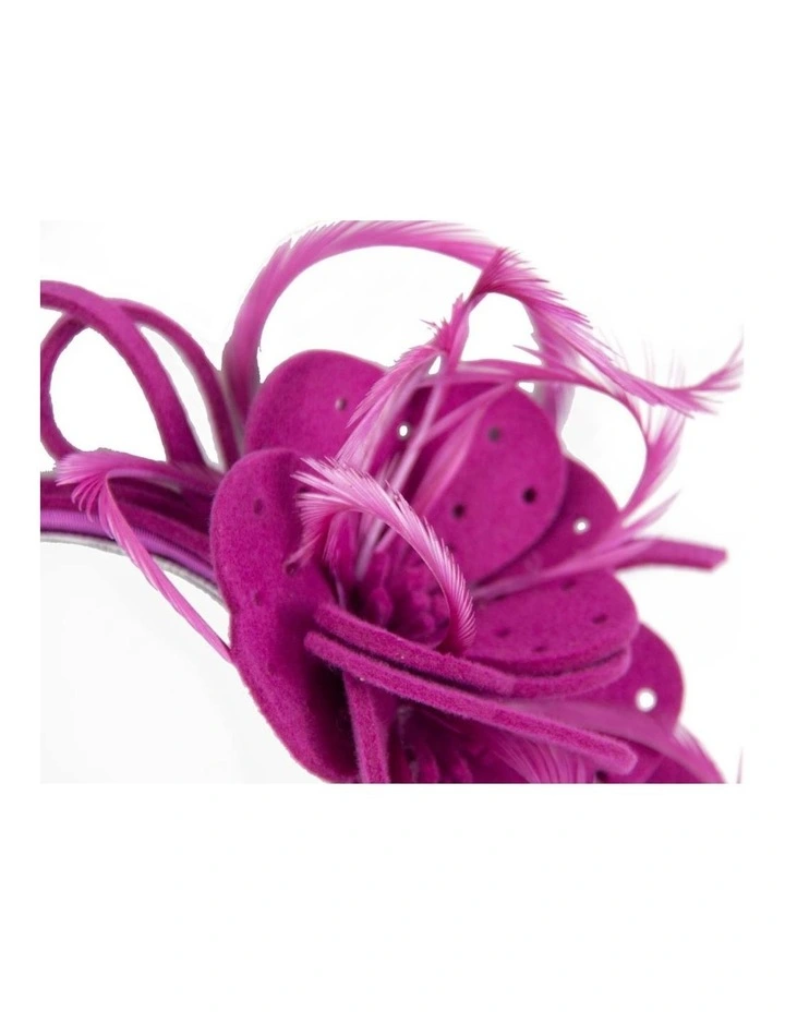 Max Alexander fuchsia felt flower racing fascinator J361F image 3