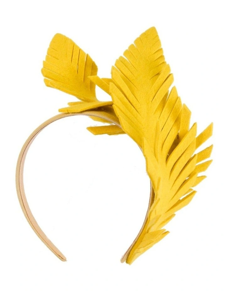 Max Alexander yellow felt leaf winter racing fascinator J406Y image 2