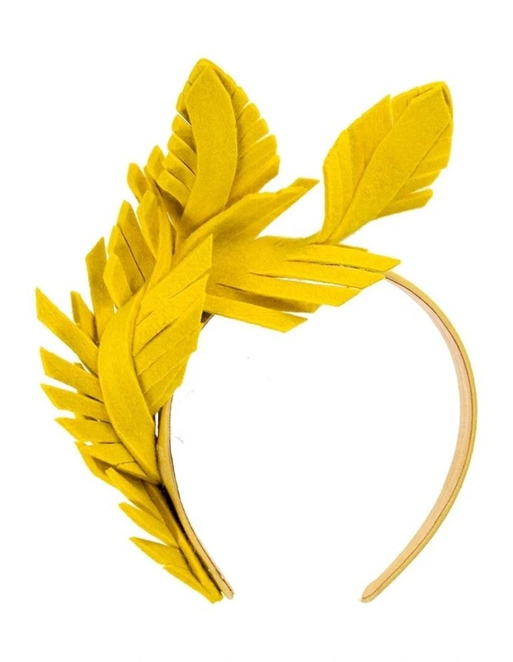 Max Alexander yellow felt leaf winter racing fascinator J406Y image 4