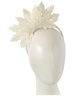 Max Alexander cream laser-cut maple leaf fascinator on headband MA757C