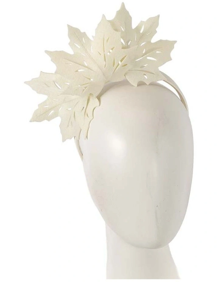 Max Alexander cream laser-cut maple leaf fascinator on headband MA757C image 1