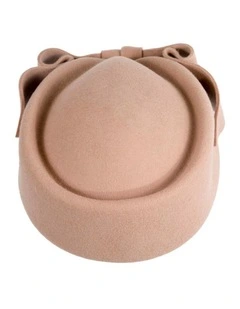 Classic Winter Racing Style Felt Pillbox Hat J460BE in Beige
