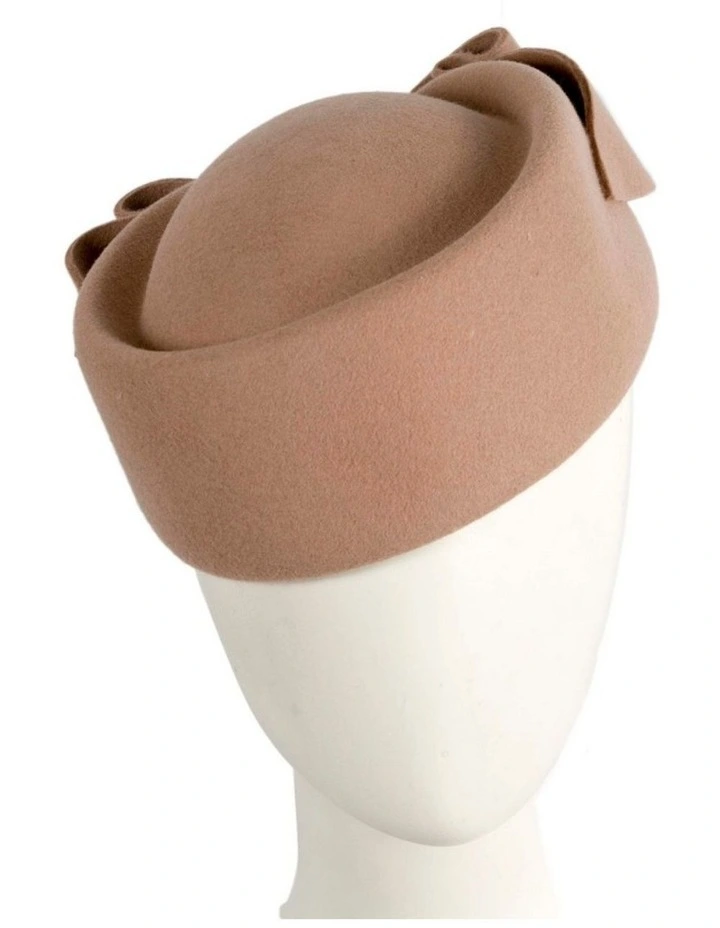 Max Alexander Beige Felt Pillbox Hat - Classic Winter Racing Style J460BE image 2