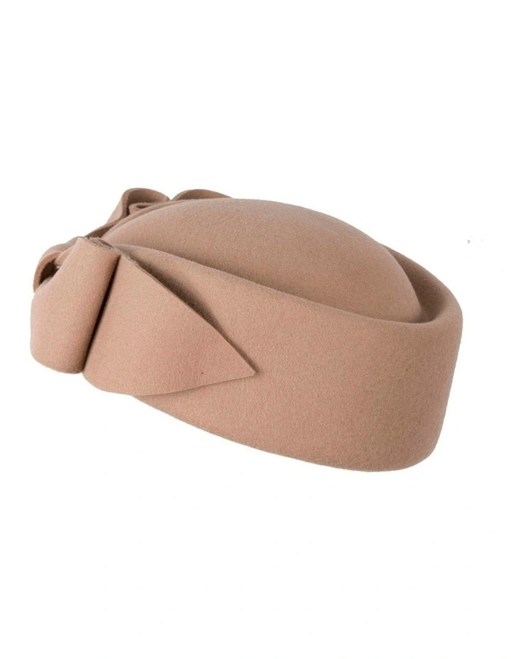 Max Alexander Beige Felt Pillbox Hat - Classic Winter Racing Style J460BE image 4