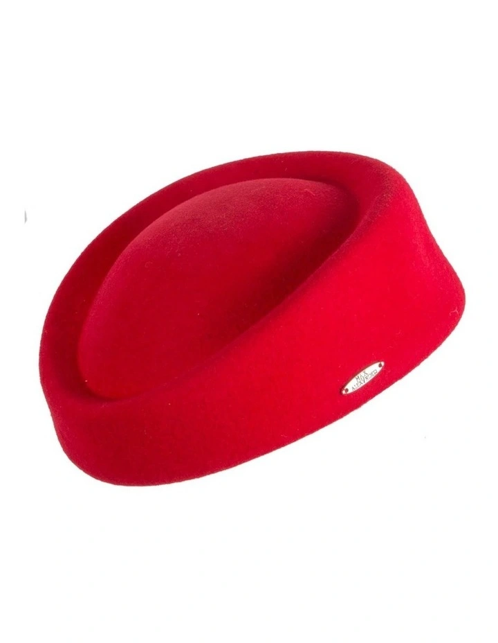 Max Alexander Classic Stewardess Red Felt Pillbox Hat J463R image 3