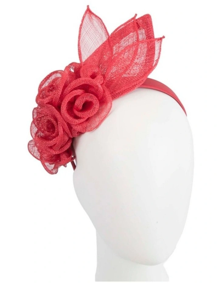 Max Alexander MA836R large red sinamay flower fascinator headband image 1
