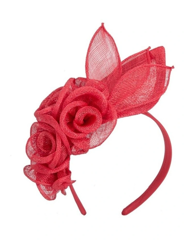 Max Alexander MA836R large red sinamay flower fascinator headband image 2