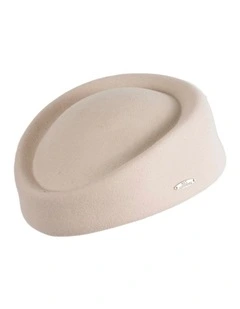 Classic Stewardess Felt Pillbox Hat J463C in Cream