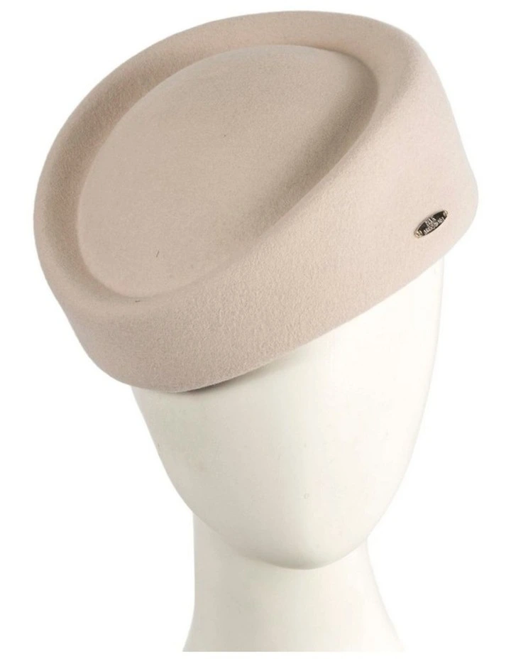 Max Alexander Classic Stewardess Felt Pillbox Hat - Cream & White J463C image 1
