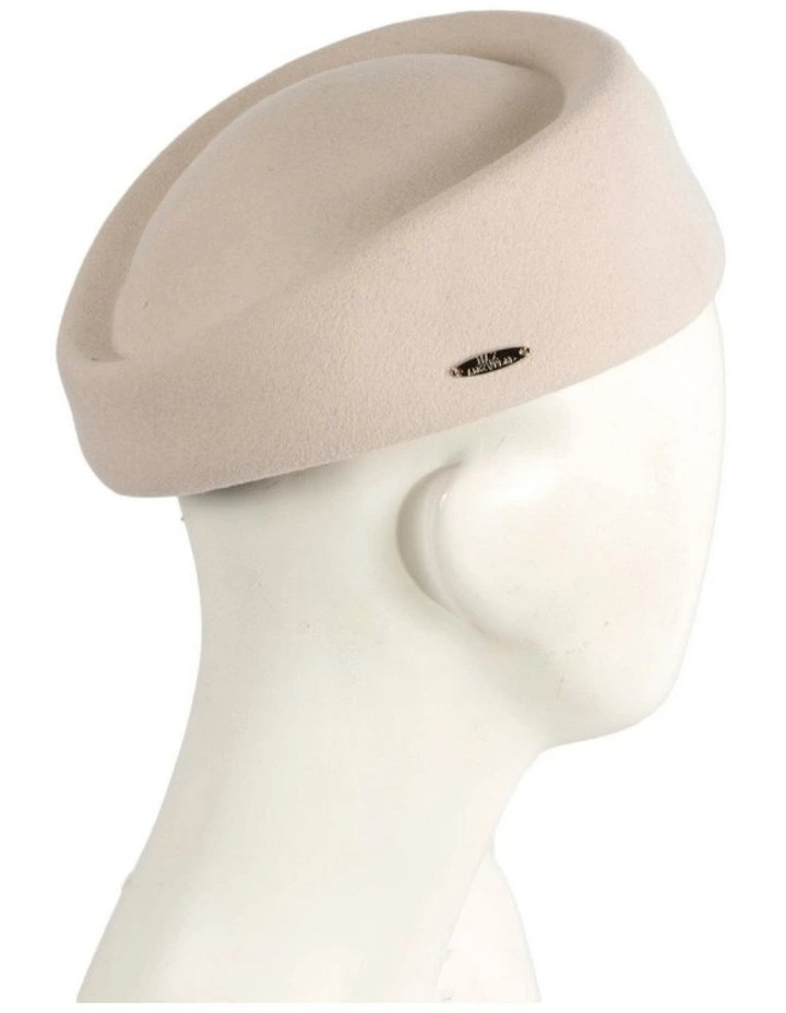 Max Alexander Classic Stewardess Felt Pillbox Hat - Cream & White J463C image 2