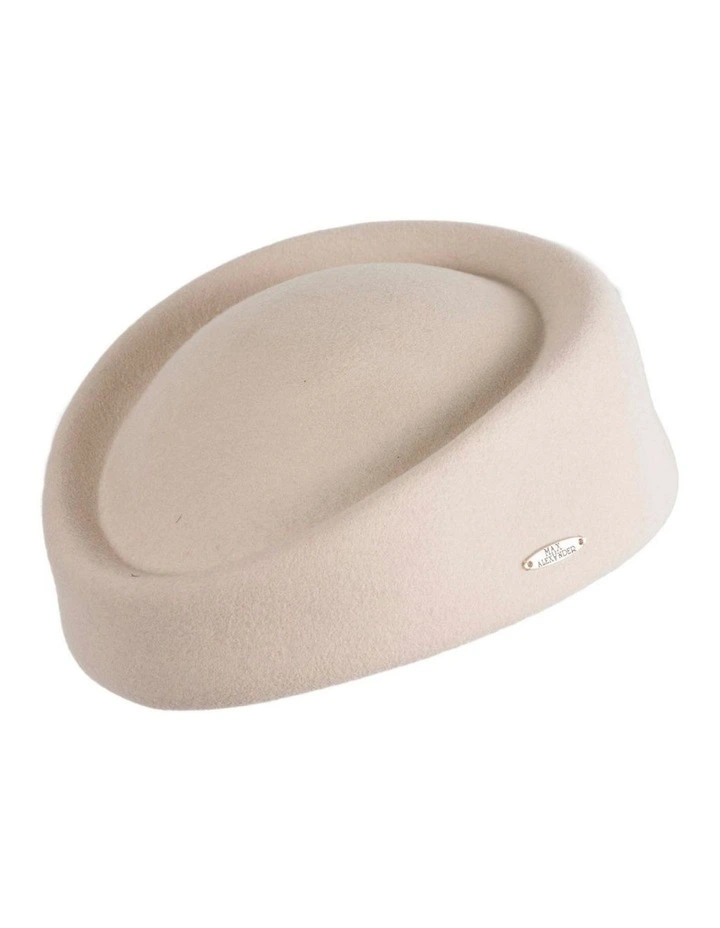 Max Alexander Classic Stewardess Felt Pillbox Hat - Cream & White J463C image 3