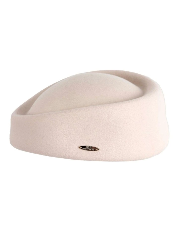 Max Alexander Classic Stewardess Felt Pillbox Hat - Cream & White J463C image 5