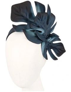 Max Alexander navy monstera leaves fascinator MA879N
