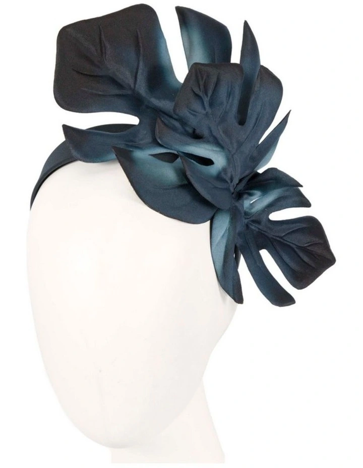 Max Alexander navy monstera leaves fascinator MA879N image 1
