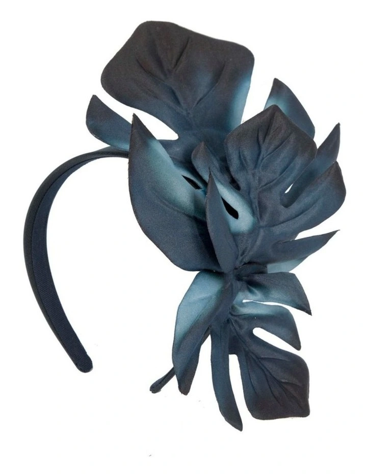 Max Alexander navy monstera leaves fascinator MA879N image 2