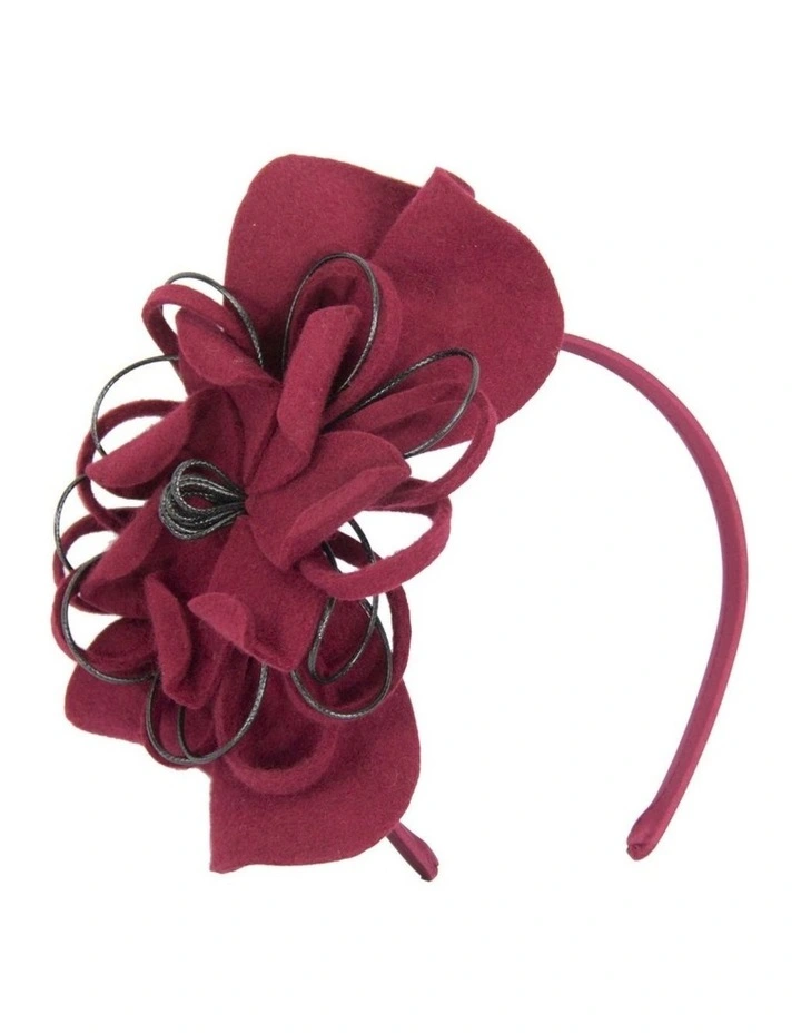 Max Alexander wine felt flower racing fascinator - burgundy image 2