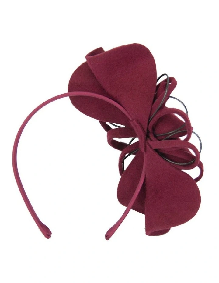 Max Alexander wine felt flower racing fascinator - burgundy image 3