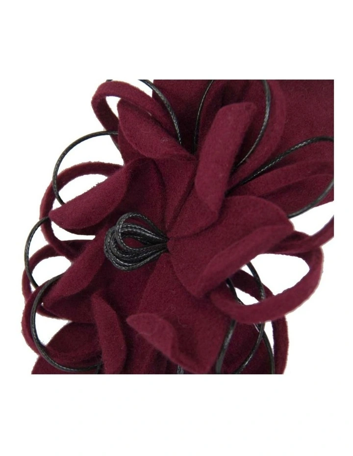 Max Alexander wine felt flower racing fascinator - burgundy image 4