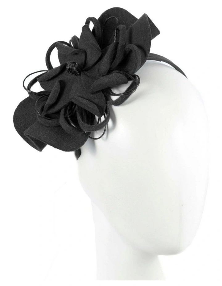 Max Alexander black felt flower racing fascinator J357B image 1