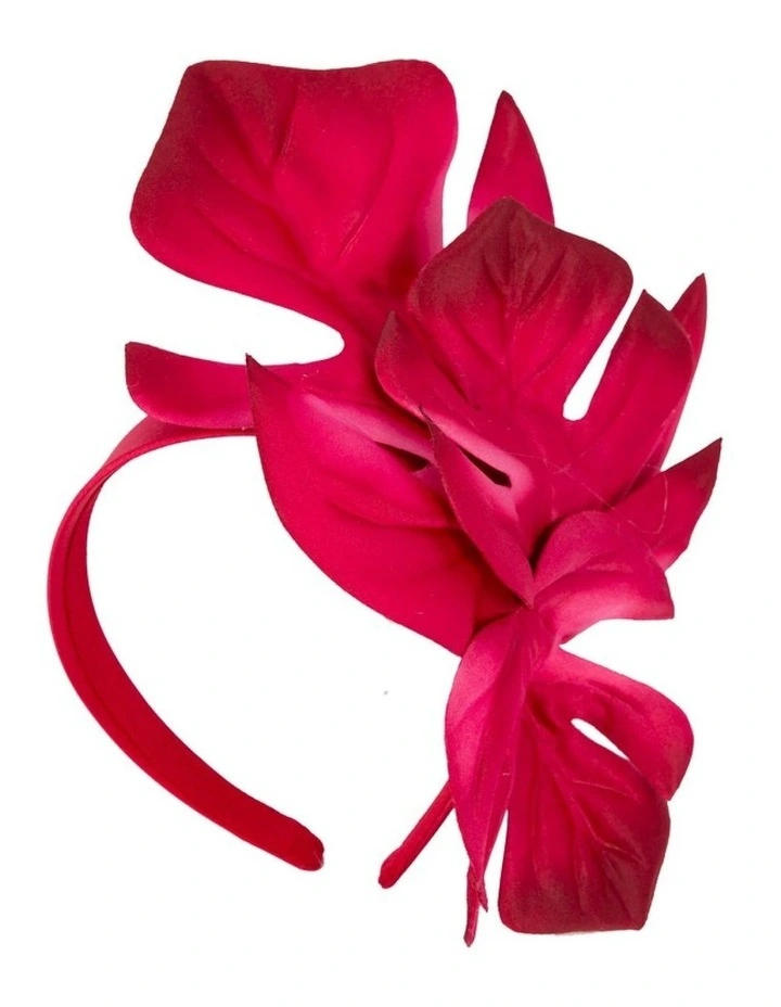 Max Alexander red monstera leaves fascinator MA879R image 2