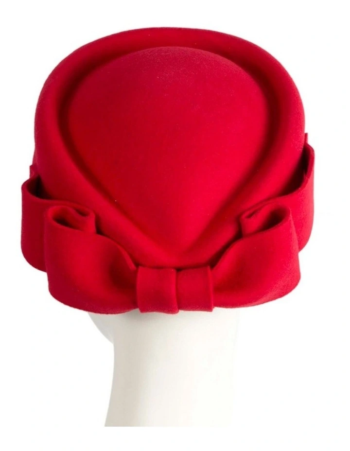 Max Alexander Red Felt Pillbox Hat - Classic Winter Racing J460R image 1