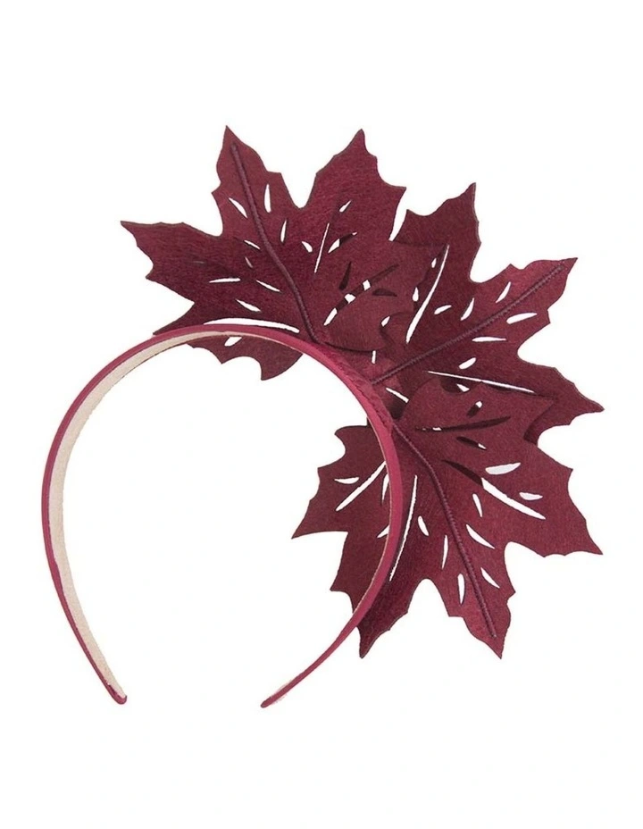 Max Alexander burgundy faux felt maple leaf fascinator on headband MA757W image 4