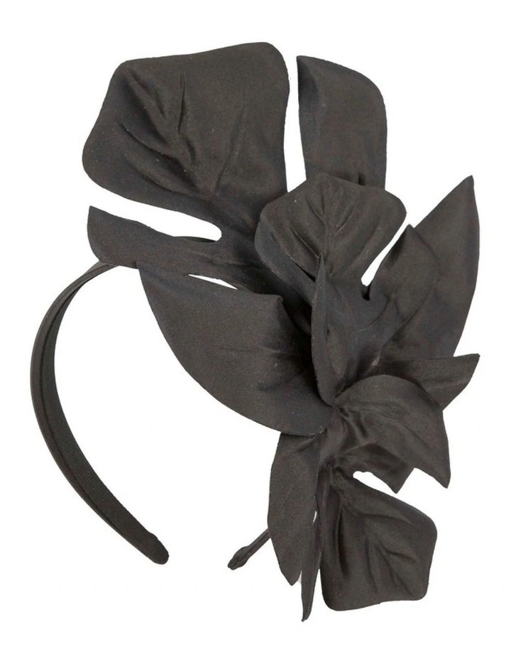 Max Alexander black monstera leaves fascinator MA879B image 2
