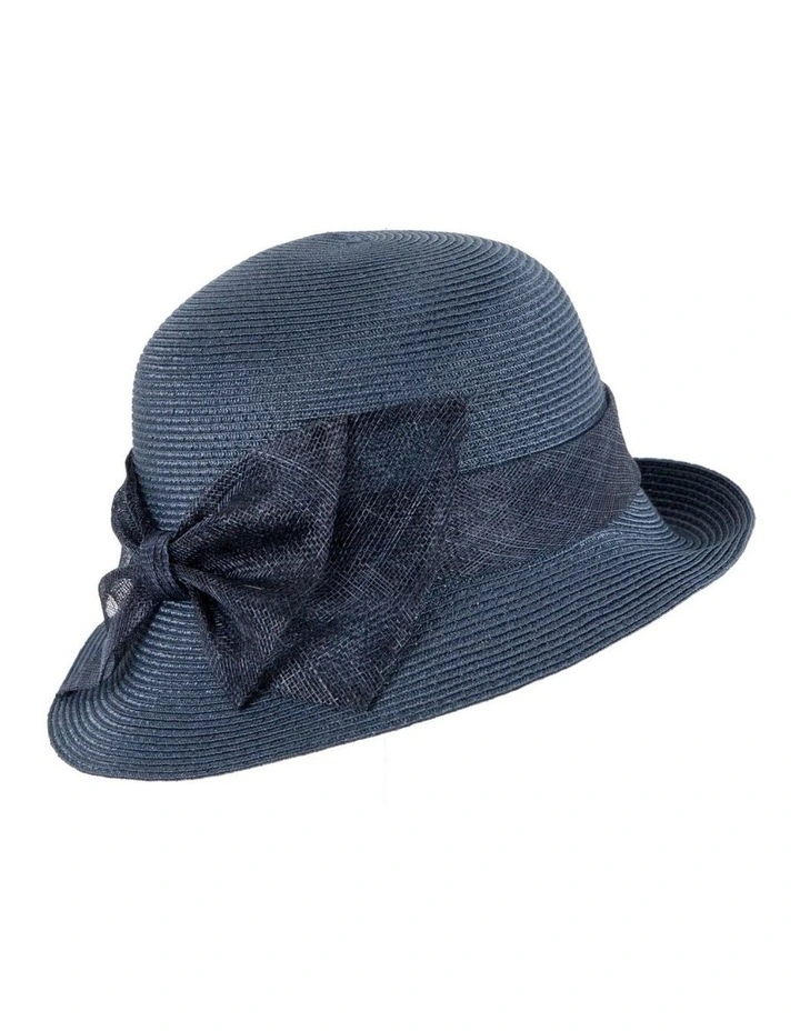 Cloche Hat With Sinamay Bow MA895N in Blue image 1