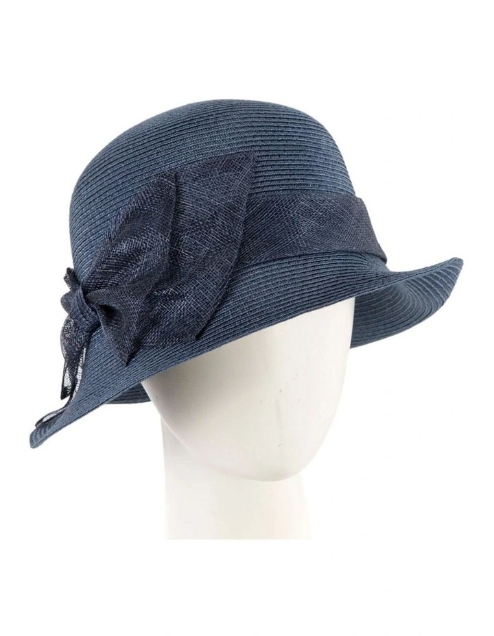 Cloche Hat With Sinamay Bow MA895N in Blue image 2