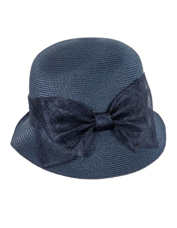 Cloche Hat With Sinamay Bow MA895N in Blue image 4