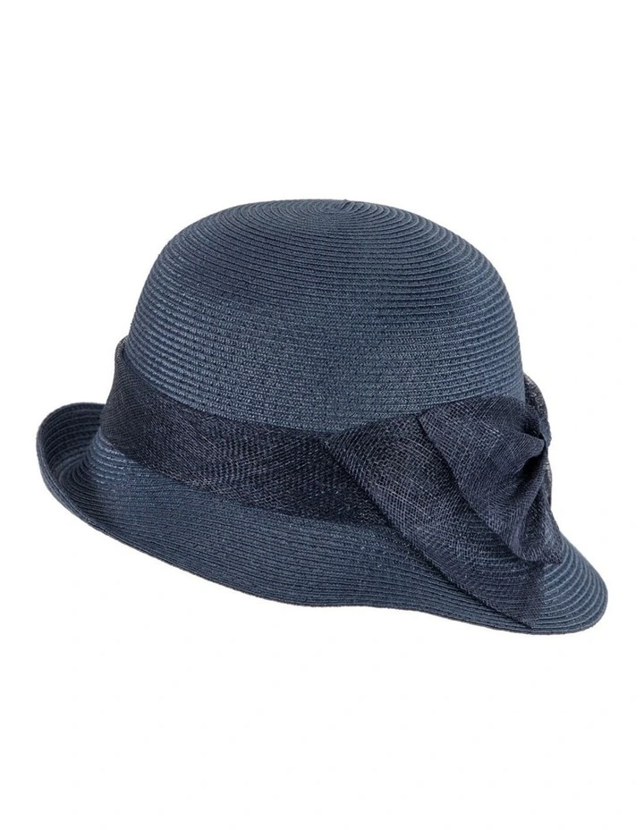 Cloche Hat With Sinamay Bow MA895N in Blue image 6
