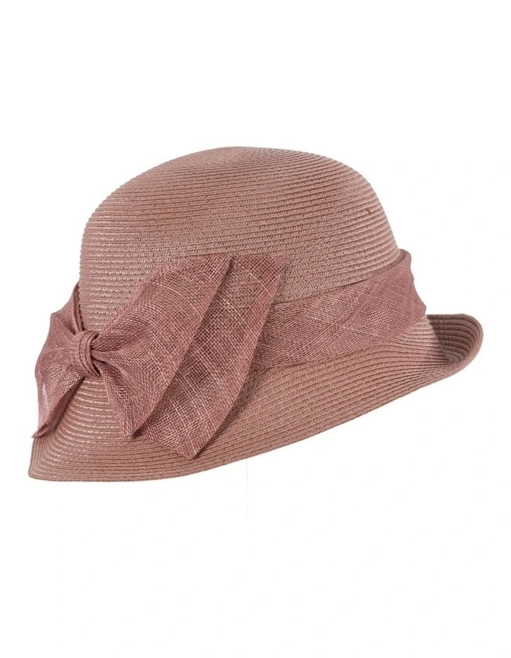 Cloche Hat With Large Sinamay Bow MA895TP in Brown image 1