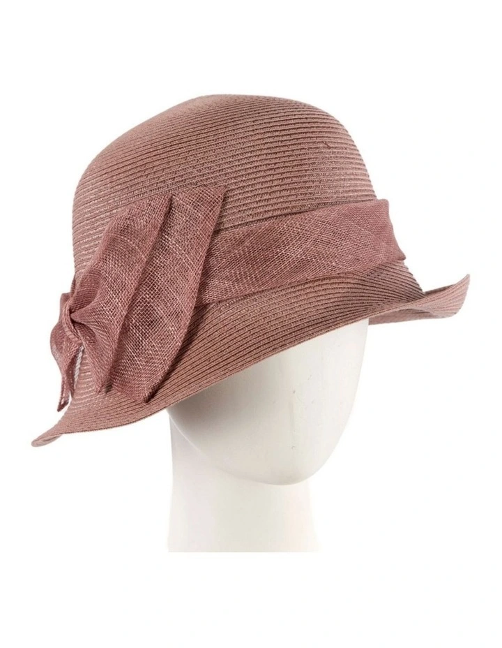 Cloche Hat With Large Sinamay Bow MA895TP in Brown image 2