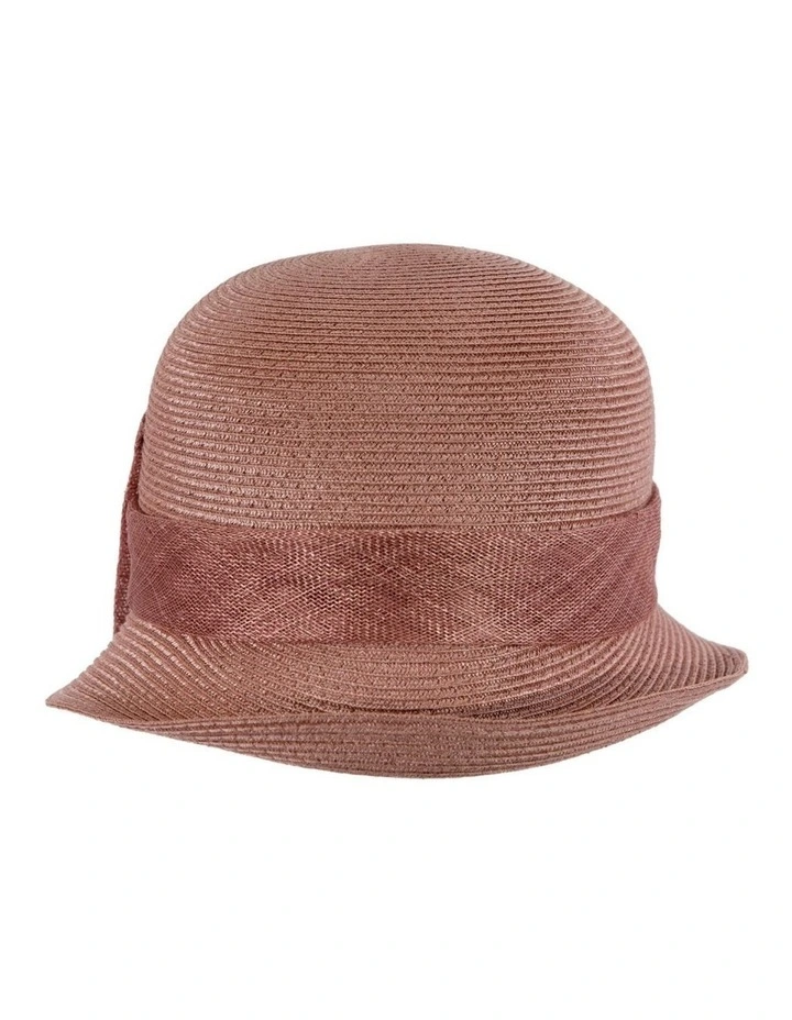 Cloche Hat With Large Sinamay Bow MA895TP in Brown image 3