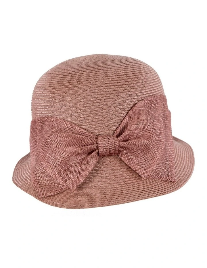 Cloche Hat With Large Sinamay Bow MA895TP in Brown image 4