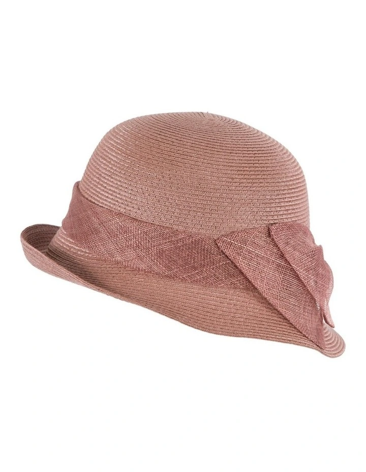 Cloche Hat With Large Sinamay Bow MA895TP in Brown image 6