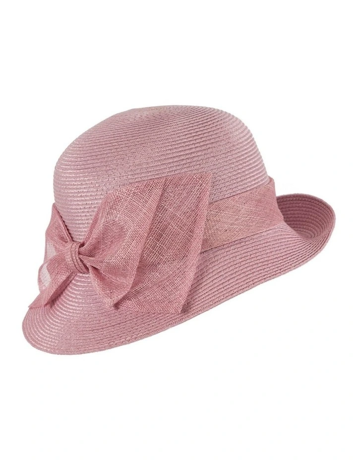 Cloche Hat With Sinamay Bow MA895DP in Dusty Pink image 1