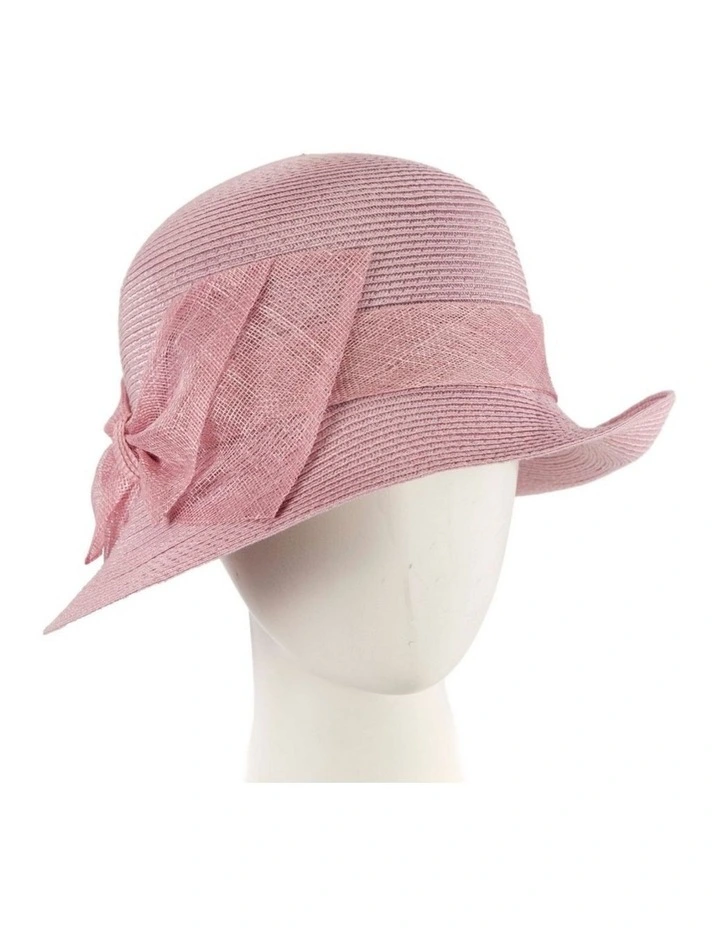 Cloche Hat With Sinamay Bow MA895DP in Dusty Pink image 2