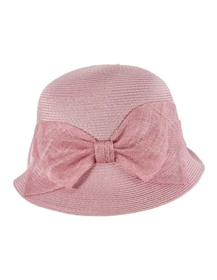 Cloche Hat With Sinamay Bow MA895DP in Dusty Pink image 4