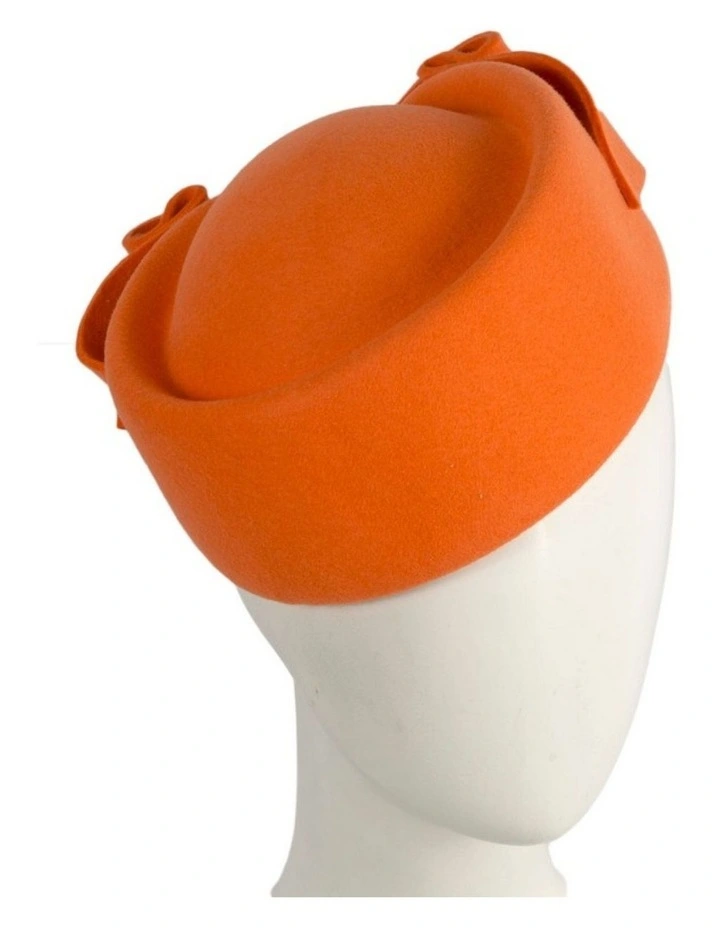 Felt Pillbox Hat J460OR in Orange image 3