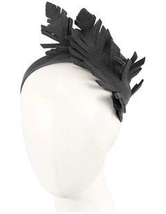 Max Alexander Black wool felt leafs winter racing fascinator J406B