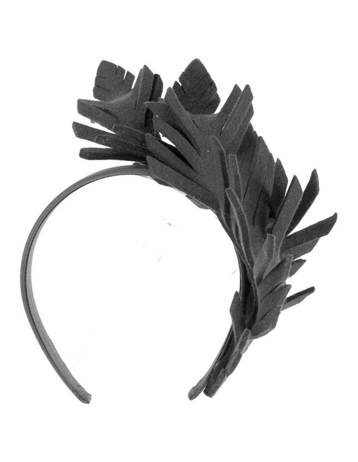 Max Alexander Black wool felt leafs winter racing fascinator J406B image 2